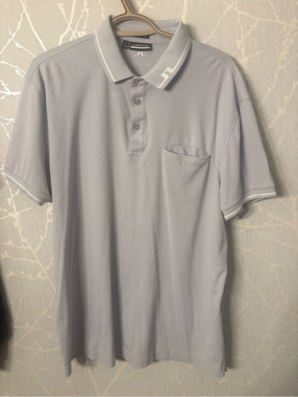 J.Lindeberg Light Gray Polo with White Trim